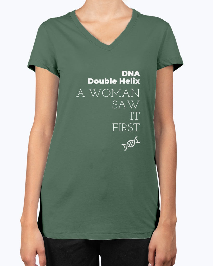 dna-double-helix-a-woman-saw-it-first-t-shirt