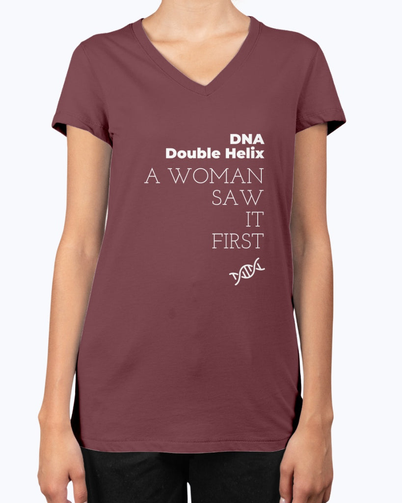 dna-double-helix-a-woman-saw-it-first-t-shirt